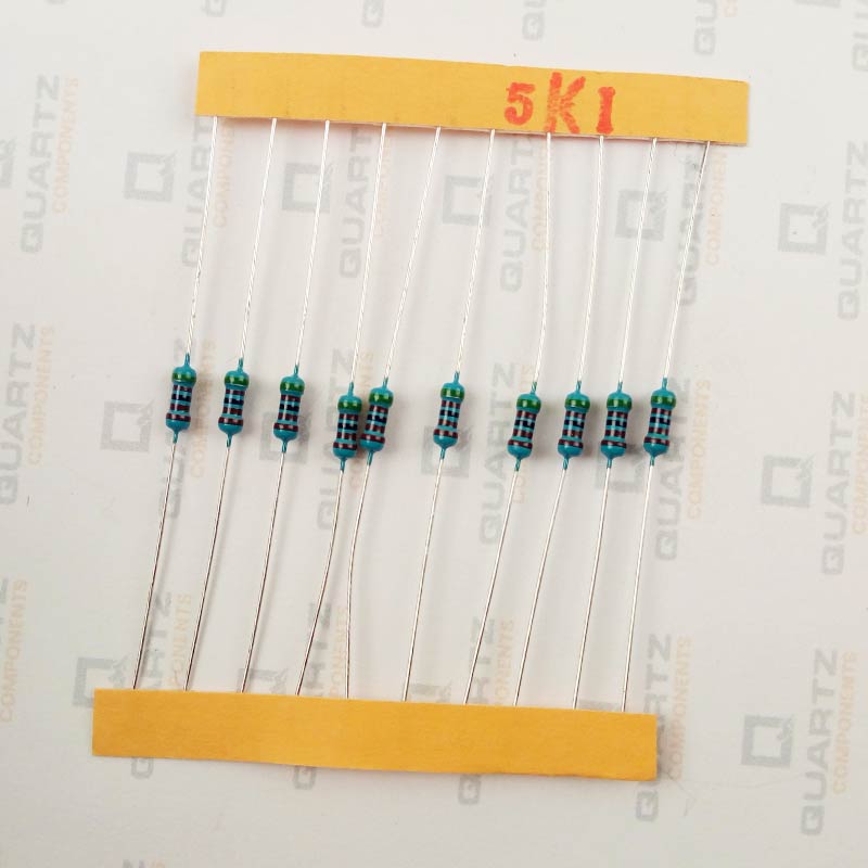 5.1K ohm, 1/4 Watt Resistor with 1% tolerance (Pack of 10)