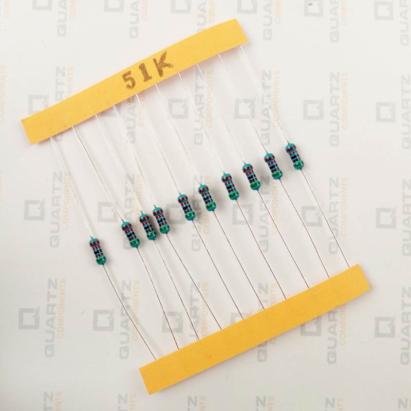 51K ohm, 1/4 Watt Resistor with 1% tolerance (Pack of 10)