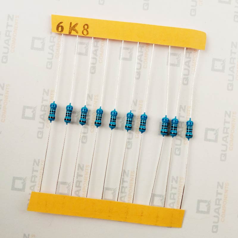 6.8K ohm, 1/4 Watt Resistor with 1% tolerance (Pack of 10)