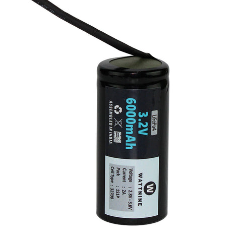 WATTNINE® 3.2v 6Ah LFP Cell with BMS and 2 Pin JST Connector