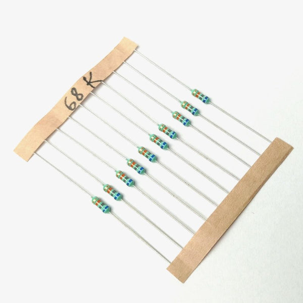 68K ohm, 1/4 Watt Resistor with 5% tolerance (Pack of 10)