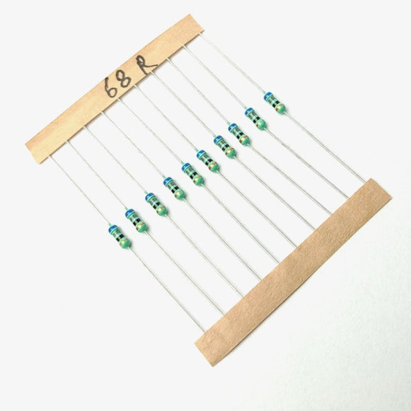 10-Piece 68k Ohm Metal Film Resistors - 1/4 Watt, 1% Tolerance, Made In USA