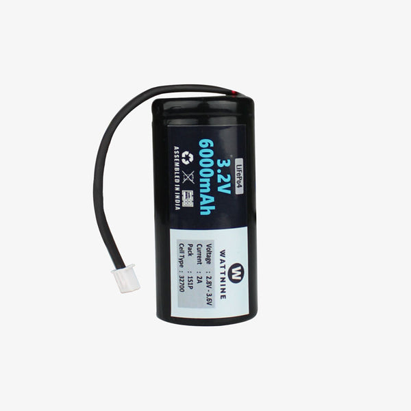 WATTNINE® 3.2v 6Ah LFP Cell with BMS and 2 Pin JST Connector