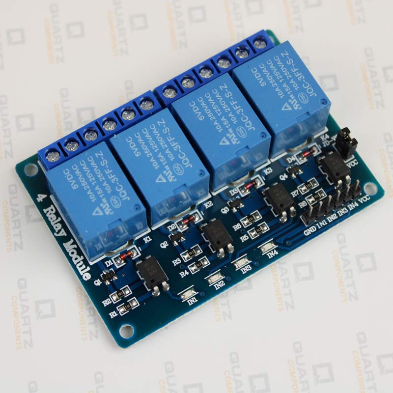 Buy 5V/3.3V 10A Four Channel Relay Module Online – QuartzComponents