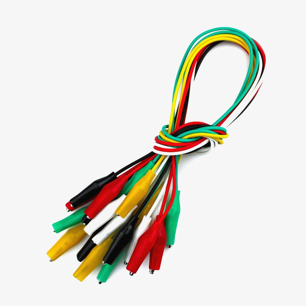 Alligator Clip Jumper Wire Lot – Dual-Ended, PVC Insulated, 19.68 Inches, 5 Colors