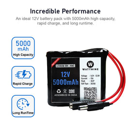Feature of Wattnine 12v 5Ah Battery Pack