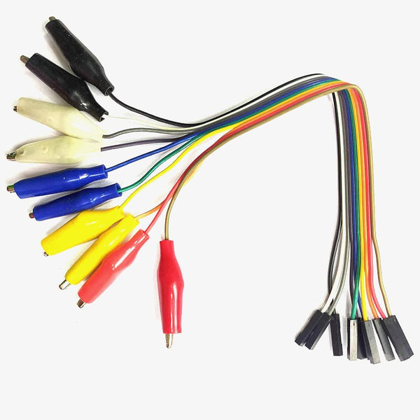 Female Jumper Wires with Alligator Clips (20 cm) - 10pcs Crocodile Dupont Female Connector