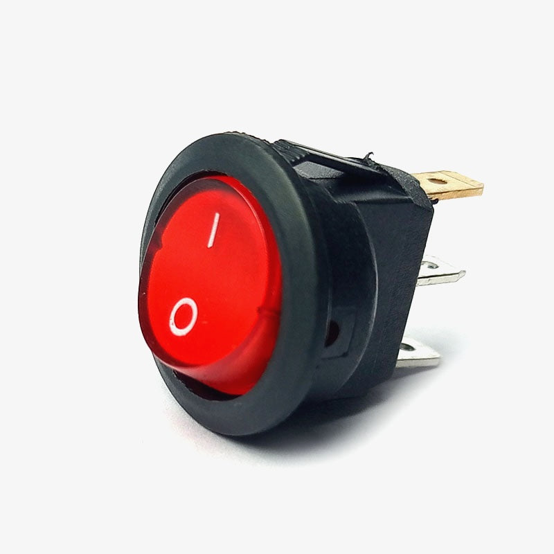 Illuminated On-Off Round Rocker Switch - 6A 250V (RED)