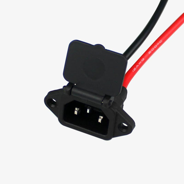 3 Pin Male Connector / IEC Screw Panel Mount Power Socket with 12AWG Wire and Plastic Cover