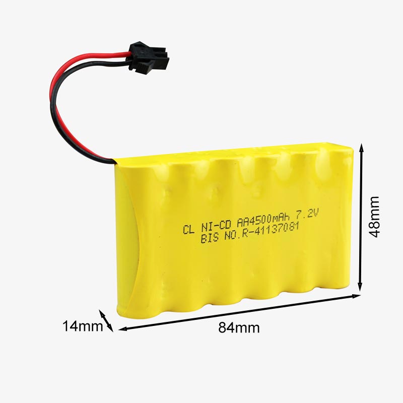 4500mAh 7.2v AA Cell Battery Pack with SM Connector for Cordless Phone, Toys, Car, DIY Project Battery