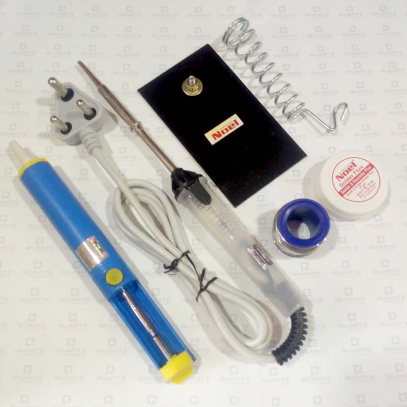 Soldering Kit (Soldering Iron with Stand, Flux, lead & Desolder pump)