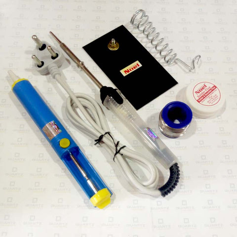 Soldering Kit (Soldering Iron with Stand, Flux, lead & Desolder pump)