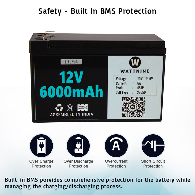 12V 6Ah Battery with BMS Protection