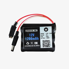 WATTNINE® 12V 1200mAh Rechargeable Lithium Battery with Warranty for GPS, CCTV, Industrial and Commercial Application